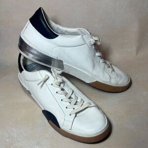 Dolce Vita Zina Sneakers, leather, White and Black Silver trim, size 10, EUC